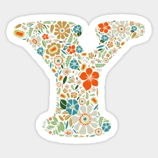 Hippie Floral Letter Y Sticker